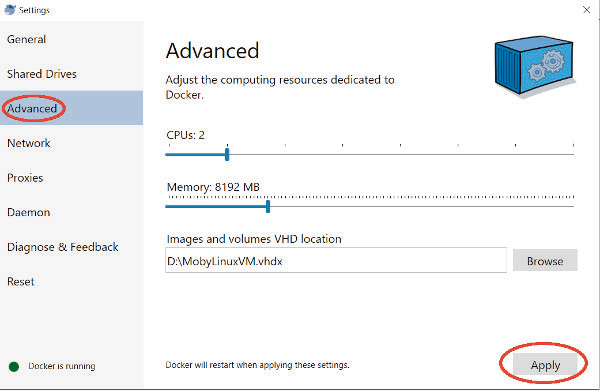 Screenshot of Docker Settings