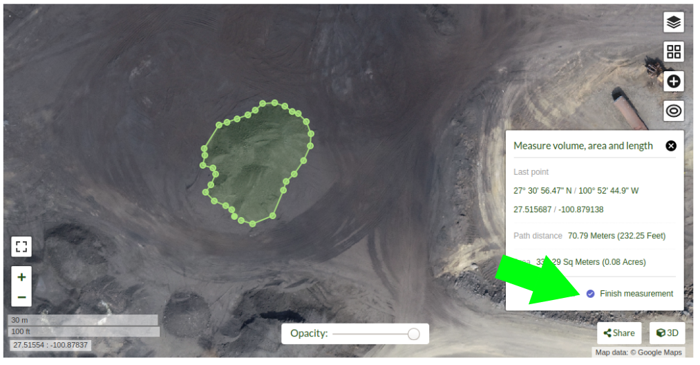 Clic on "Finish measurement" to finish the process