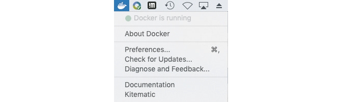 Snímek obrazovky Docker whale