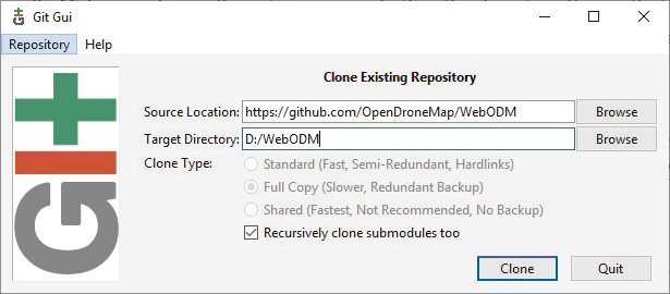 Screenshot of Git Gui